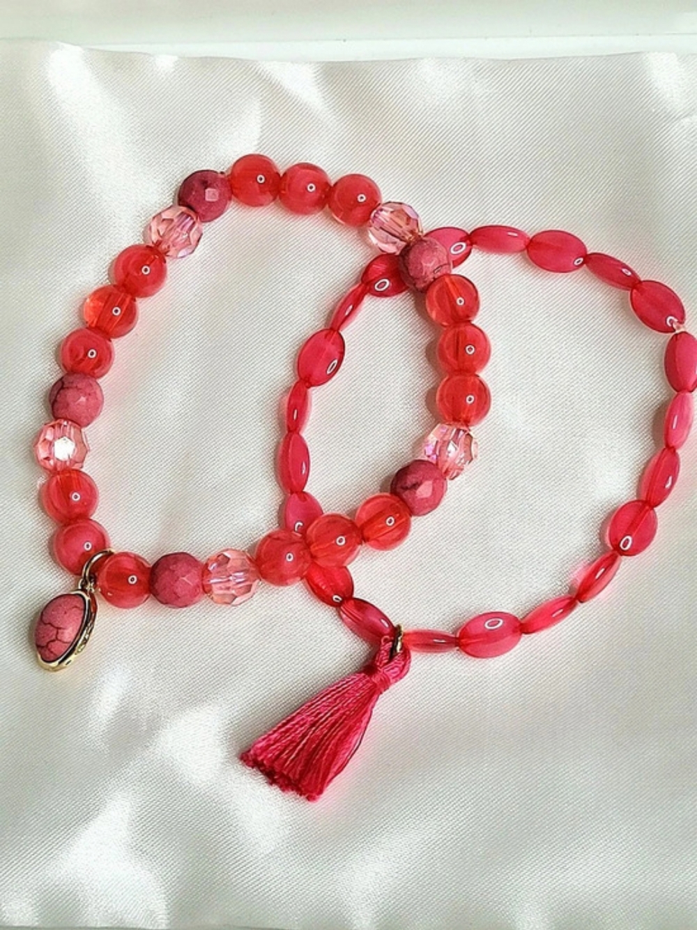 🎁 Free with purchase of $25+ / Pink Beaded Bracelet Set (2)
